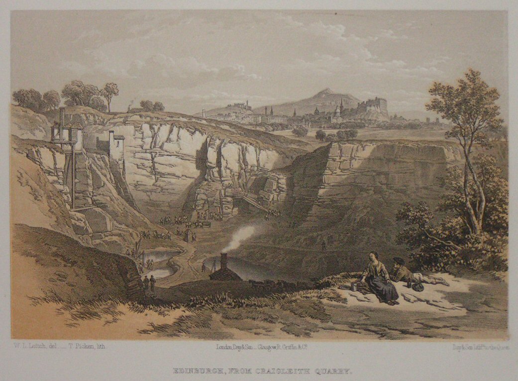 Lithograph - Edinburgh from Craigleith Quarry - Picken